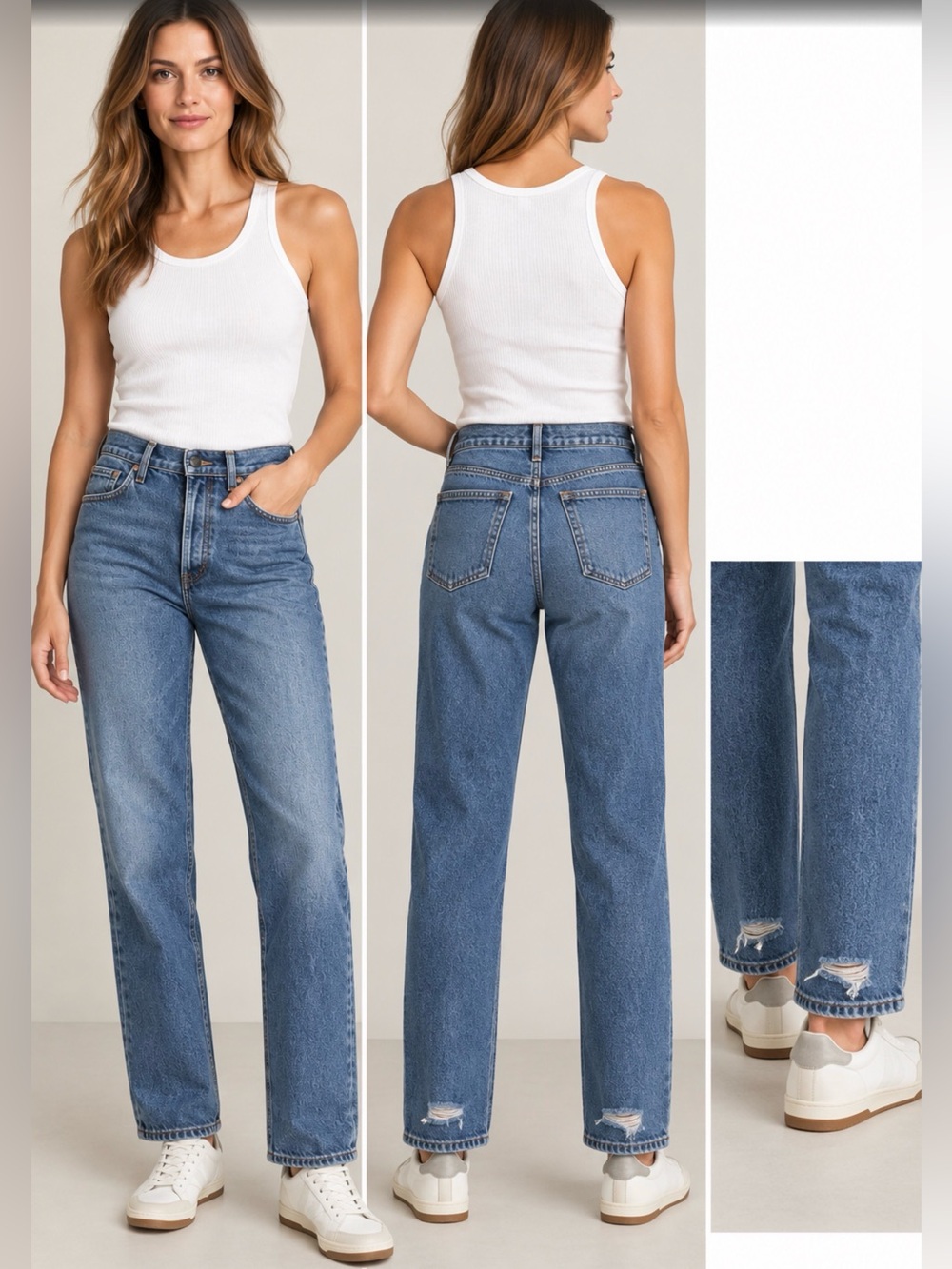 AGOLDE High Rise Straight Leg Jeans Size 25 Medium Wash Distressed Button Fly